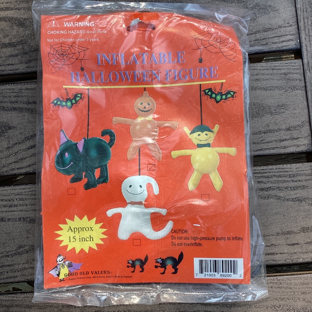Vintage Good Old Values Halloween Inflatable Pumpkin Man Figure 15” New, sealed
